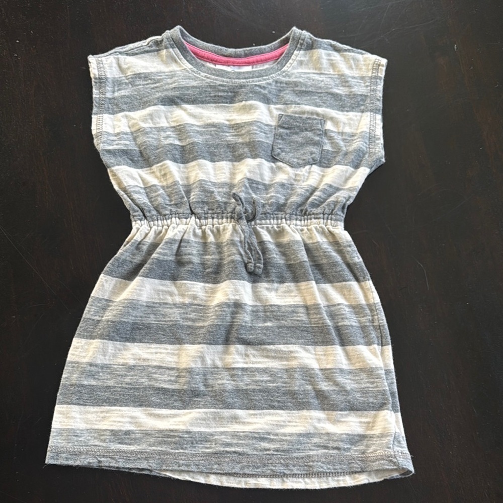Hanna Andersson Gray and White Striped Kids Casual Dress